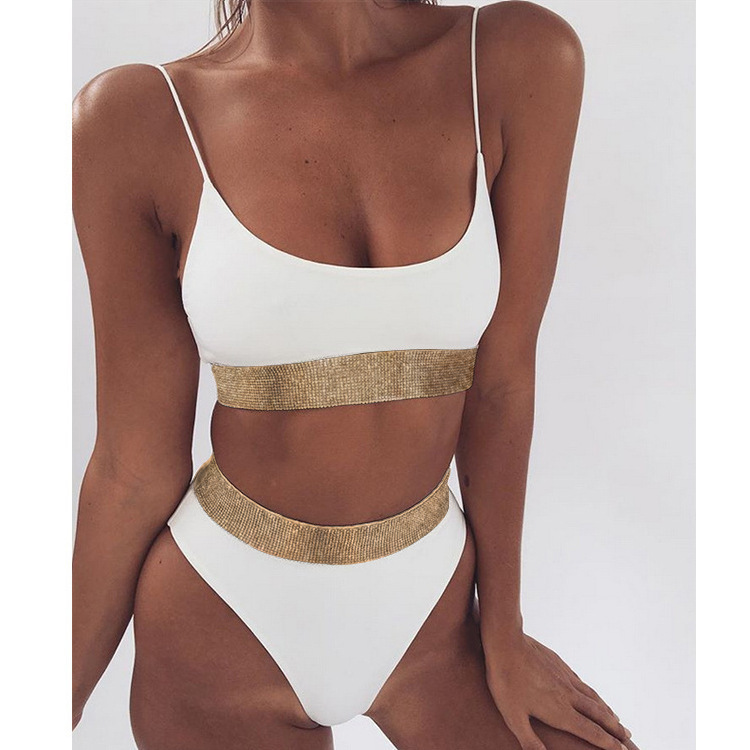 at AliExpress 2018 Sexy High Waist Bikini Split Swimsuit Women's Sequin Solid Color Bikini at AliExpress 2018 Sexy High Waist Bikini Split Swimsuit Women's Sequin Solid Color Bikini