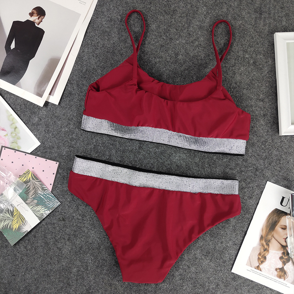 at AliExpress 2018 Sexy High Waist Bikini Split Swimsuit Women's Sequin Solid Color Bikini at AliExpress 2018 Sexy High Waist Bikini Split Swimsuit Women's Sequin Solid Color Bikini