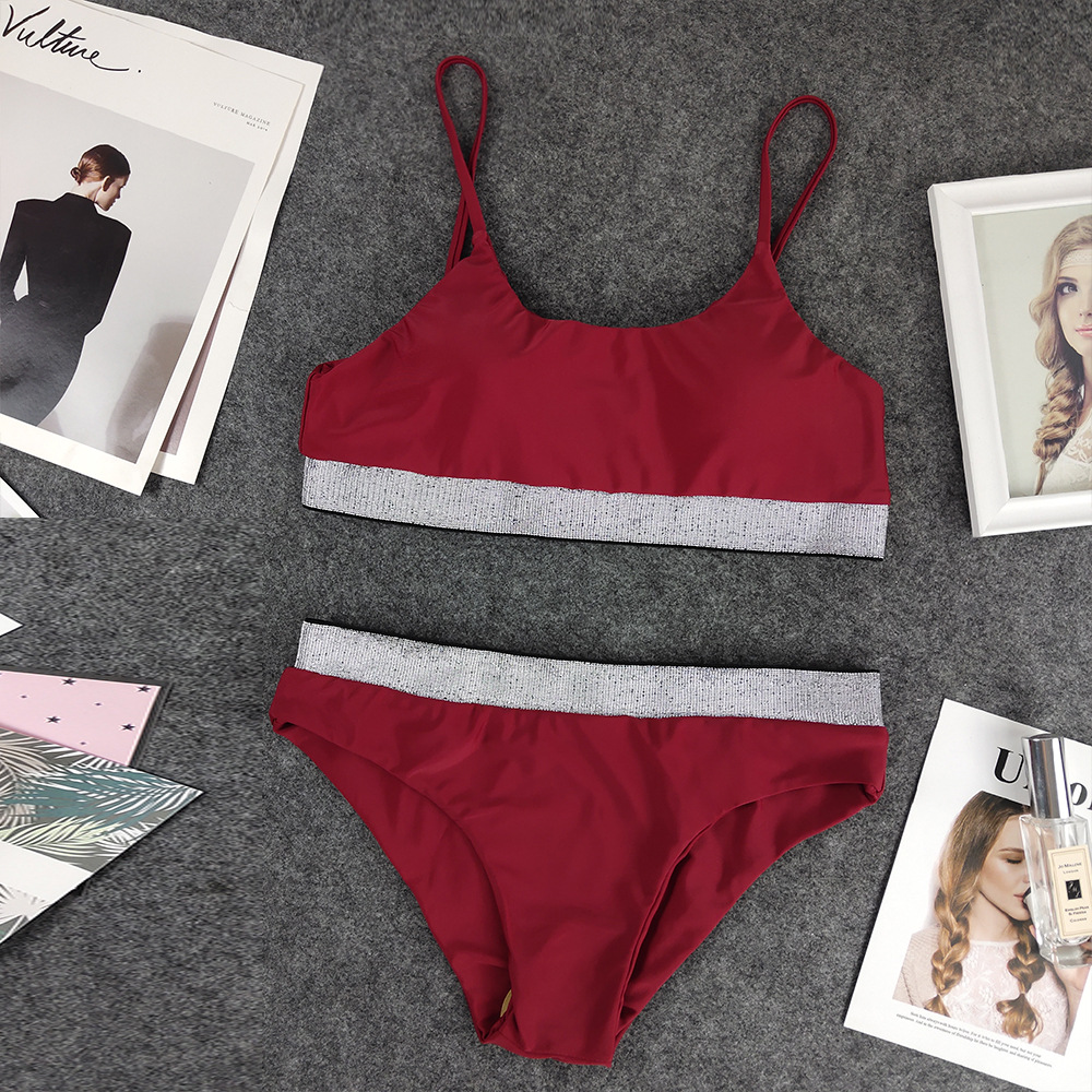 at AliExpress 2018 Sexy High Waist Bikini Split Swimsuit Women's Sequin Solid Color Bikini at AliExpress 2018 Sexy High Waist Bikini Split Swimsuit Women's Sequin Solid Color Bikini
