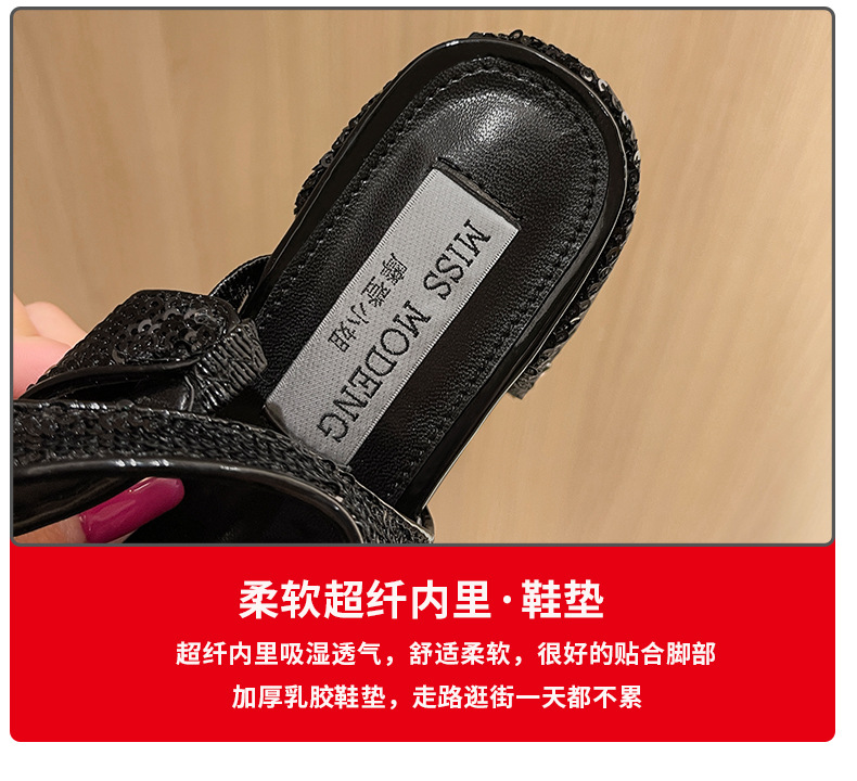 Mary Jane Women's Shoes 2022 Early Spring New Closed Toe Korean Sequined Pearl Hand Sewing Sequin Chunky Heel High Heel Hollow Back Shoes Mary Jane Women's Shoes 2022 Early Spring New Closed Toe Korean Sequined Pearl Hand Sewing Sequin Chunky Heel High Heel Hollow Back Shoes