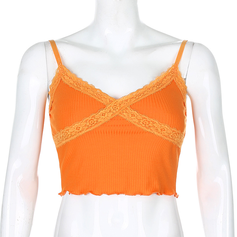 2020 European and American Foreign Trade Hot Selling Sexy Women's AliExpress V-neck Lace Edge Slim Strap Women