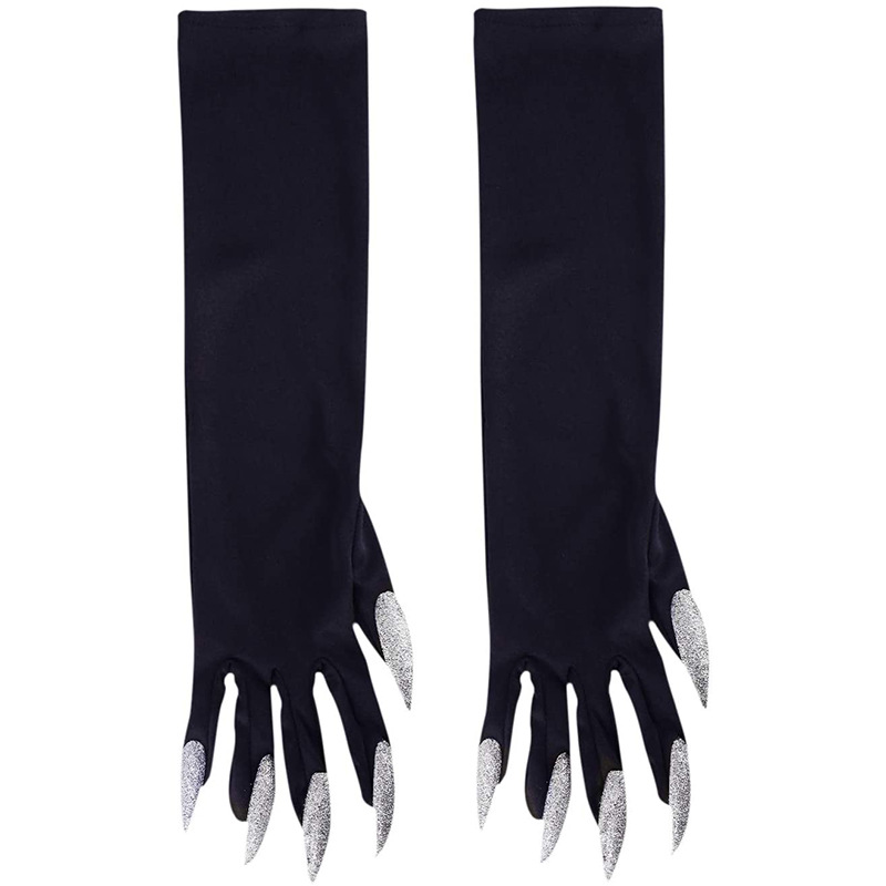Halloween Claw gloves Nail gloves silver sequin Nail Hollowen Cosplay costume hand sleeve