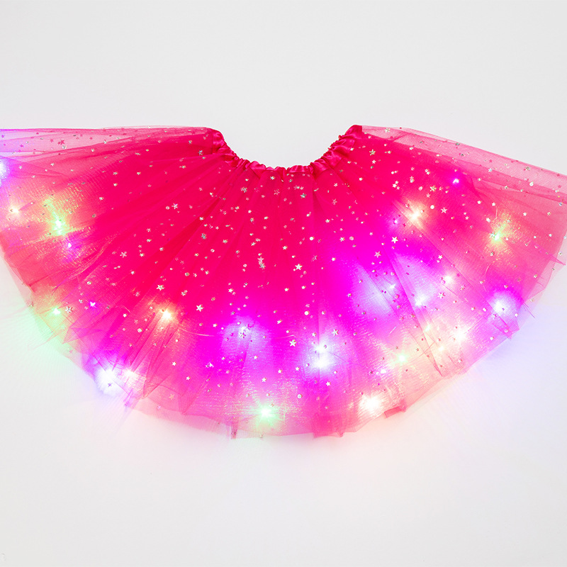 Trade Children's Sequin Light Included Luminous Tutu Skirt Luminous HalfLength Tulle Skirt LED Light Bubble Skirt