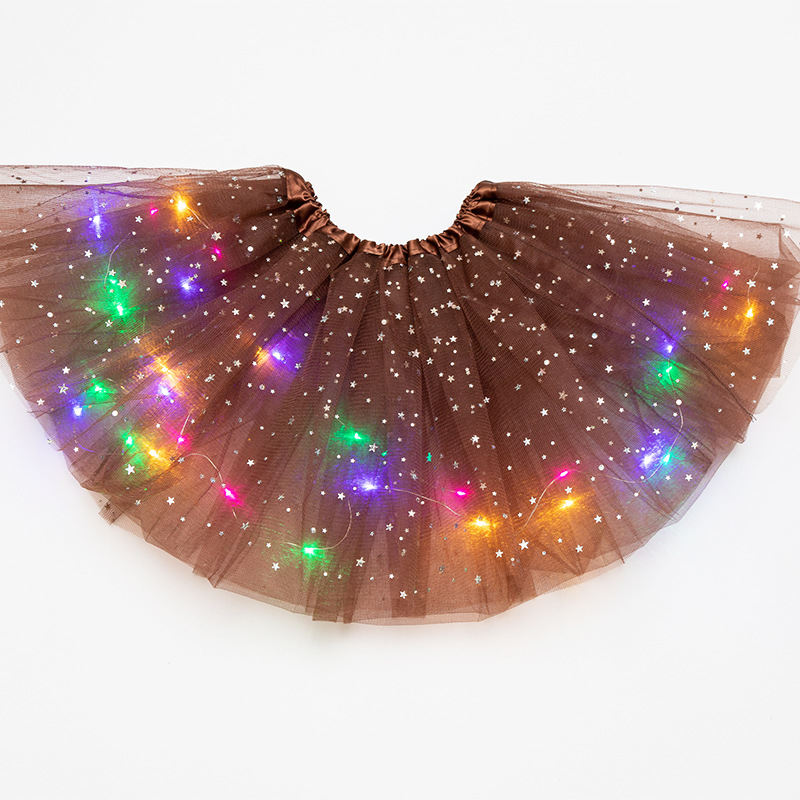 Trade Children's Sequin Light Included Luminous Tutu Skirt Luminous HalfLength Tulle Skirt LED Light Bubble Skirt