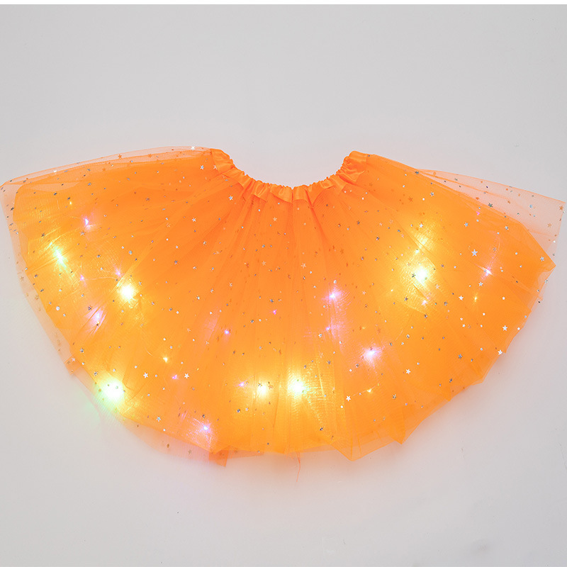 Trade Children's Sequin Light Included Luminous Tutu Skirt Luminous HalfLength Tulle Skirt LED Light Bubble Skirt