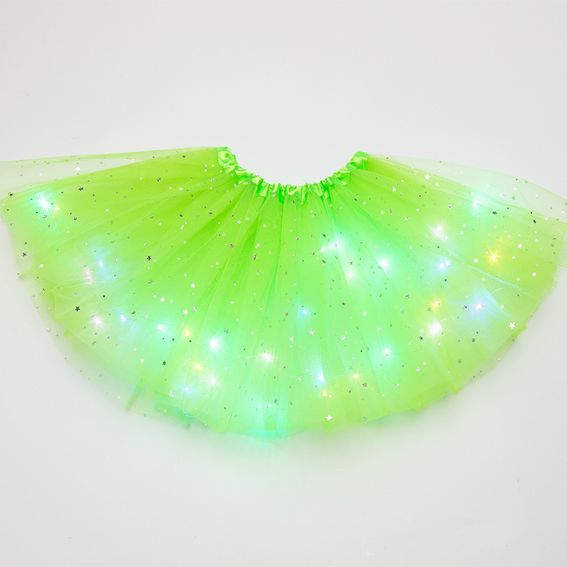 Trade Children's Sequin Light Included Luminous Tutu Skirt Luminous HalfLength Tulle Skirt LED Light Bubble Skirt