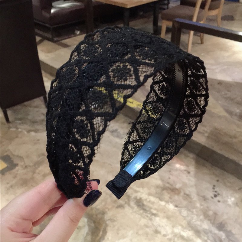 Headband Wide Edge Japanese and Korean Style Sweet Headwear Fringe Accessory Hair Band Hollow Lace Toothed Headband Simple Fabric Mori Girl