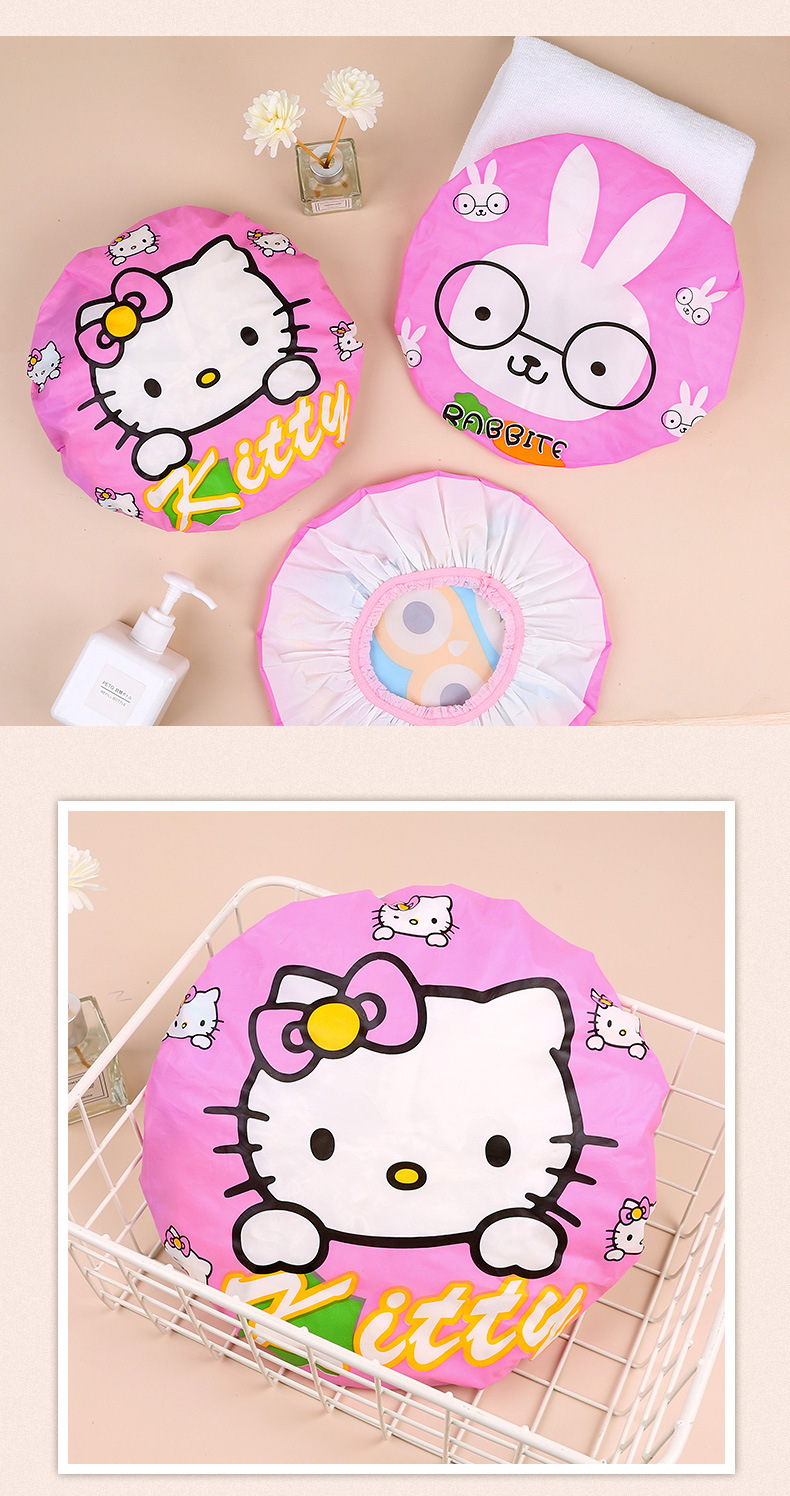 2043 Cute Fashion Bath Shower Cap Cute Cartoon Lace Edge Waterproof Shower Cap Korean Oil Smoke-Proof Shampoo Cap T