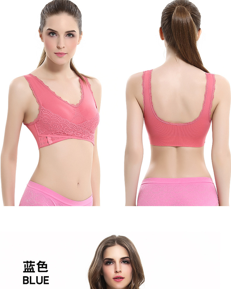 Cross Side Buckle Lace Edge No Steel Ring Large Size Sports Brassiere Super Gathered Adjustable Yoga Vest Underwear