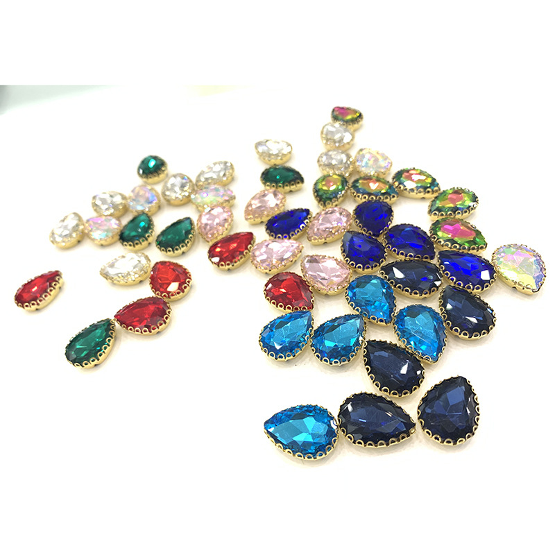 Water Drop Rhinestones D-Shaped Anti-Hook Gold Bottom DIY Wedding Shoes Accessories Lace Edge Diamond Super Flash Hand Sewing Drill Wholesale