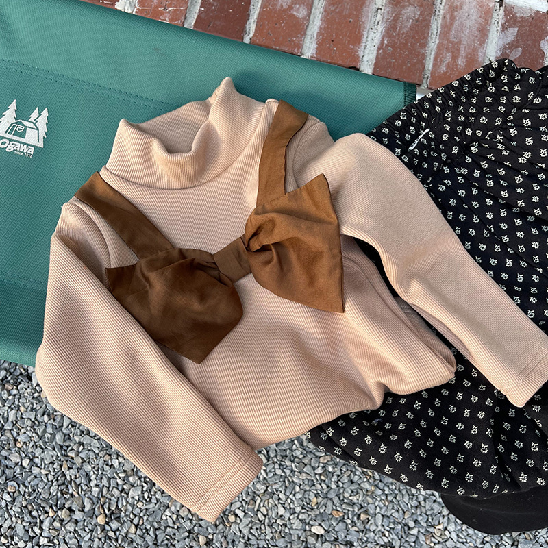 1Door Girls' Bowknot Bottoming Shirt Children's Winter Clothes Children's Half Turtleneck Bottoming Shirt Fleece-Lined 1Door Girls' Bowknot Bottoming Shirt Children's Winter Clothes Children's Half Turtleneck Bottoming Shirt Fleece-Lined