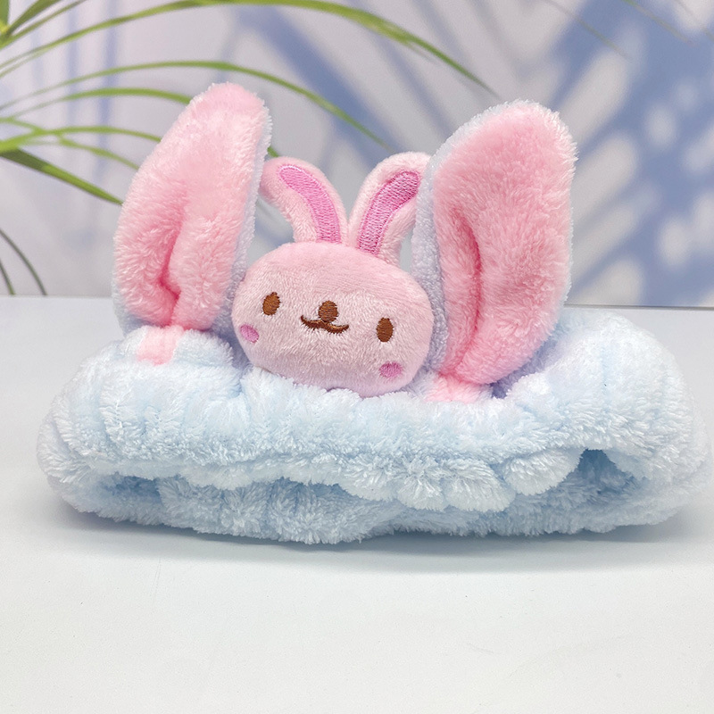 Korean Style Cute Cartoon Bunny Bowknot Hair Ring Internet Celebrity Face Washing Yoga Flannel Hair Band Multi-Color Optional