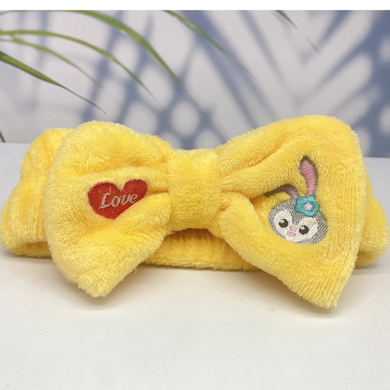 Korean Style Cute Cartoon Bunny Bowknot Hair Ring Internet Celebrity Face Washing Yoga Flannel Hair Band Multi-Color Optional