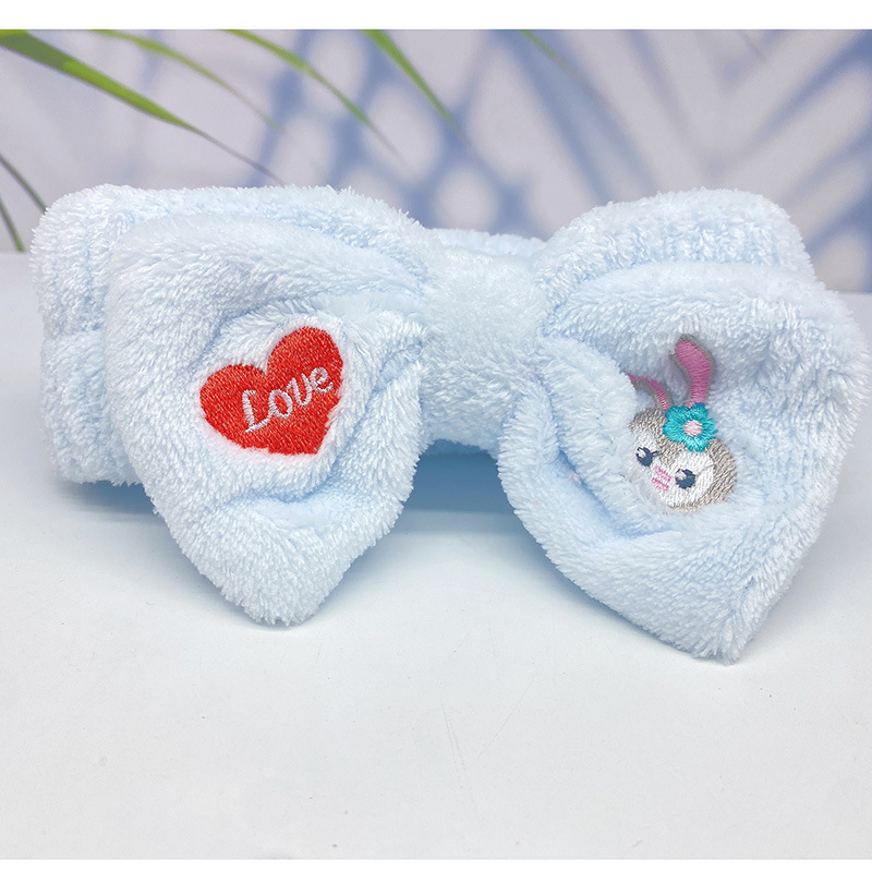 Korean Style Cute Cartoon Bunny Bowknot Hair Ring Internet Celebrity Face Washing Yoga Flannel Hair Band Multi-Color Optional