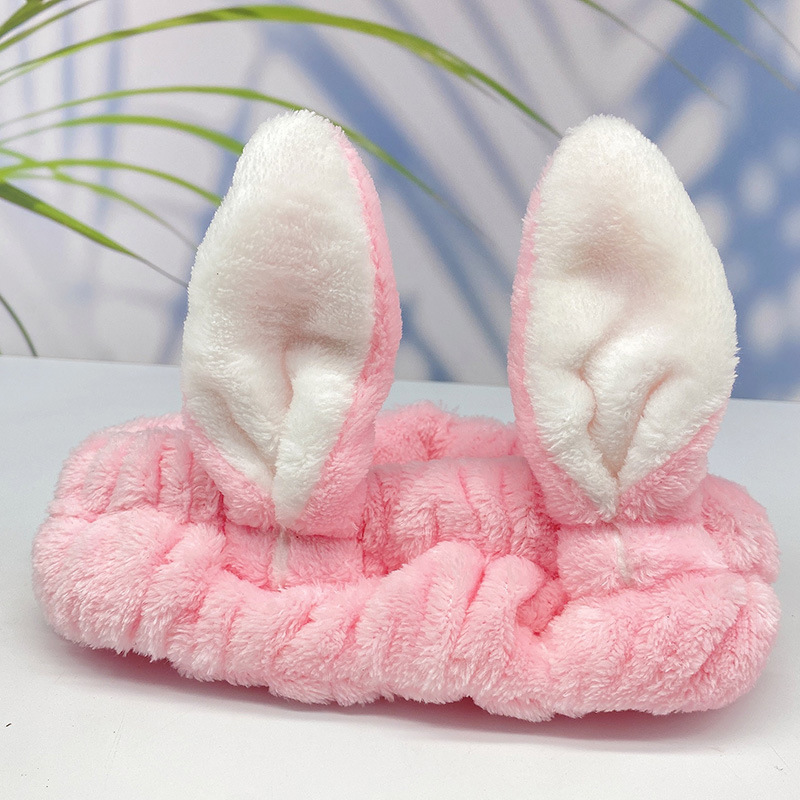 Korean Style Cute Cartoon Bunny Bowknot Hair Ring Internet Celebrity Face Washing Yoga Flannel Hair Band Multi-Color Optional