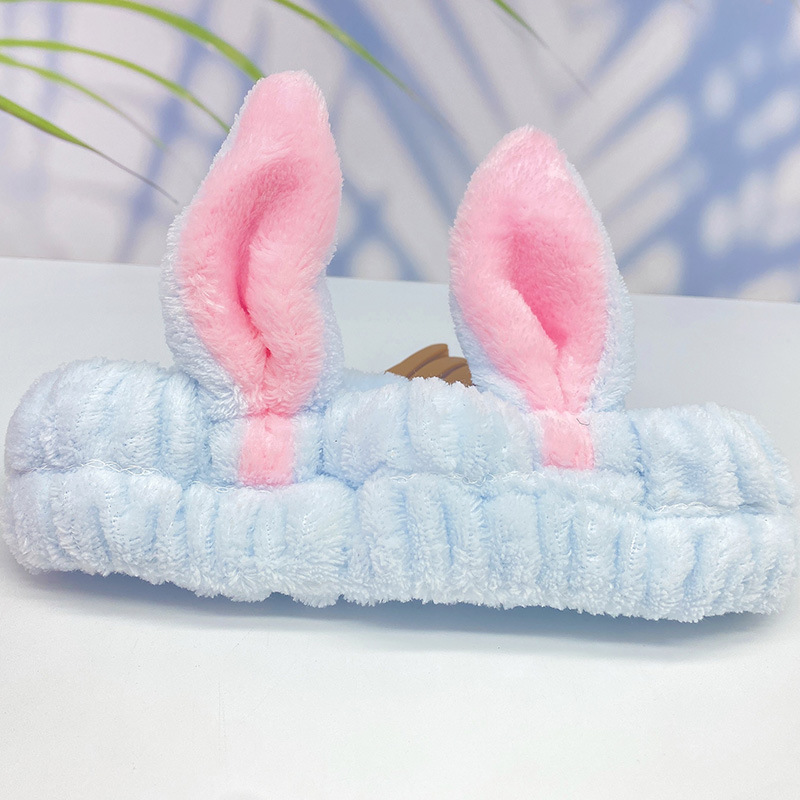 Korean Style Cute Cartoon Bunny Bowknot Hair Ring Internet Celebrity Face Washing Yoga Flannel Hair Band Multi-Color Optional