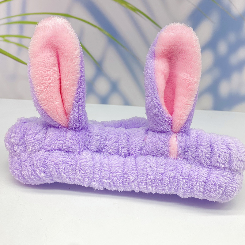 Korean Style Cute Cartoon Bunny Bowknot Hair Ring Internet Celebrity Face Washing Yoga Flannel Hair Band Multi-Color Optional