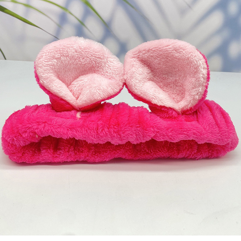 Korean Style Cute Cartoon Bunny Bowknot Hair Ring Internet Celebrity Face Washing Yoga Flannel Hair Band Multi-Color Optional