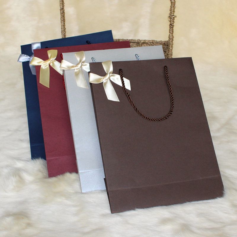 INS Style Gift Bag Portable Paper Bag High-End Exquisite Bowknot Shopping Large Vertical In Stock