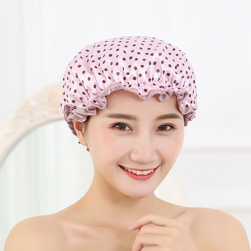 Double color cloth waterproof shower cap thickened adult lady&#039;s shower cap bowknot shower cap Kitchen cap