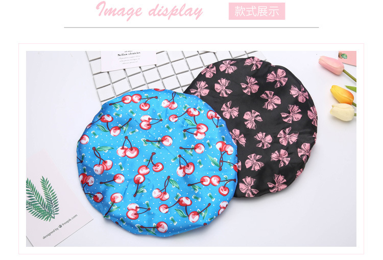 Double color cloth waterproof shower cap thickened adult lady's shower cap bowknot shower cap Kitchen cap Double color cloth waterproof shower cap thickened adult lady's shower cap bowknot shower cap Kitchen cap