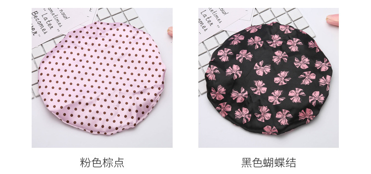Double color cloth waterproof shower cap thickened adult lady's shower cap bowknot shower cap Kitchen cap Double color cloth waterproof shower cap thickened adult lady's shower cap bowknot shower cap Kitchen cap