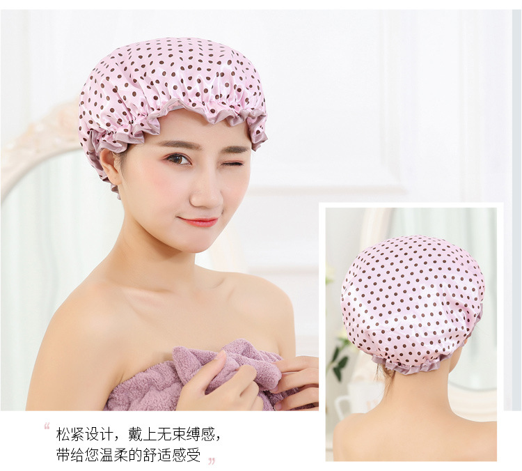 Double color cloth waterproof shower cap thickened adult lady's shower cap bowknot shower cap Kitchen cap Double color cloth waterproof shower cap thickened adult lady's shower cap bowknot shower cap Kitchen cap
