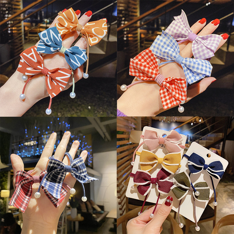 French Fabric Bowknot Hair Ring Headband Ribbon Pearl Bowknot Headband Fairy Girl Mori Style Pink Headband Rubber Band