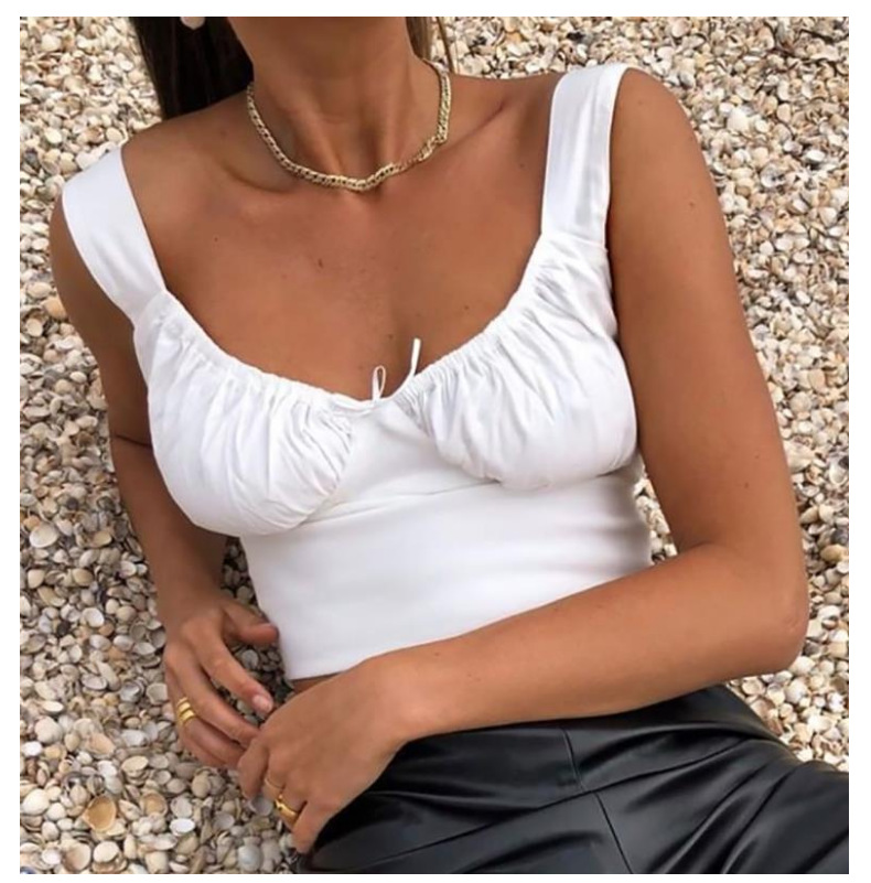 and American Crossborder 2020 Summer Hot Style Women's Sexy Bowknot Pleated Condole Belt U neck Small Vest Manufacturers