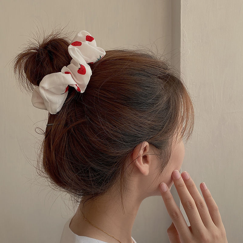 Large Intestine Hair Ring Ins Organza Fairy Hair Accessory Korean JK Plaid Headdress Flower Fabric Bowknot Headband