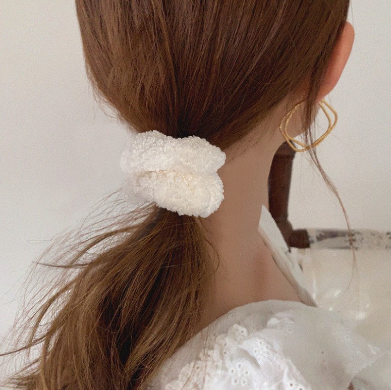 Large Intestine Hair Ring Ins Organza Fairy Hair Accessory Korean JK Plaid Headdress Flower Fabric Bowknot Headband