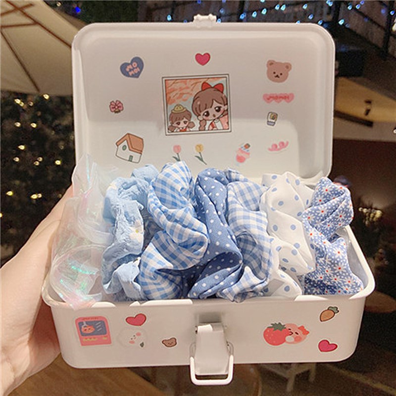 Large Intestine Hair Ring Ins Organza Fairy Hair Accessory Korean JK Plaid Headdress Flower Fabric Bowknot Headband