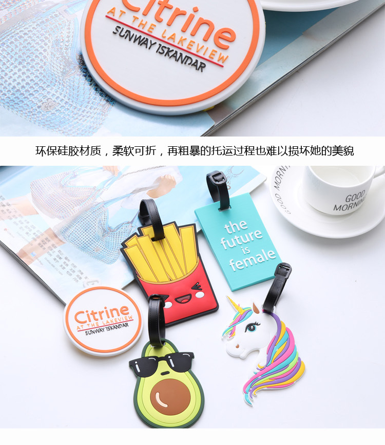 Cartoon Soft Rubber Tag PVC Luggage Tag Custom Rubber Logo Custom Silicone Card Set Factory Wholesale