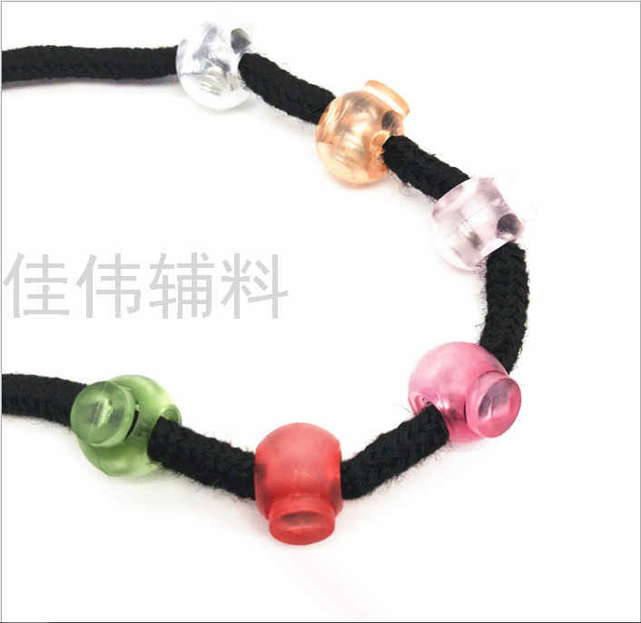 Spot Supply Plastic Bell String Clip Electroplating Spring Fastener Black Adjustable Spherical Round Beads Buckle Can Be Used For Environmental Protection