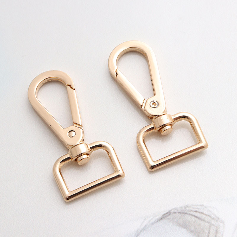 Factory Direct Sales High Quality Zinc Alloy Key Ring Bags Accessories Thickened Snap Hook Buckle D Tail Electroplating Color Retention