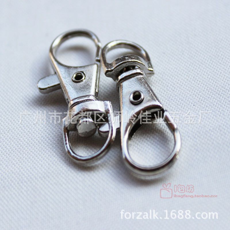 Zinc Alloy Buckle Guangzhou Electroplating 3 Points round Tail Metal Fish Mouth Buckle Hardware Die Casting Snap Hook