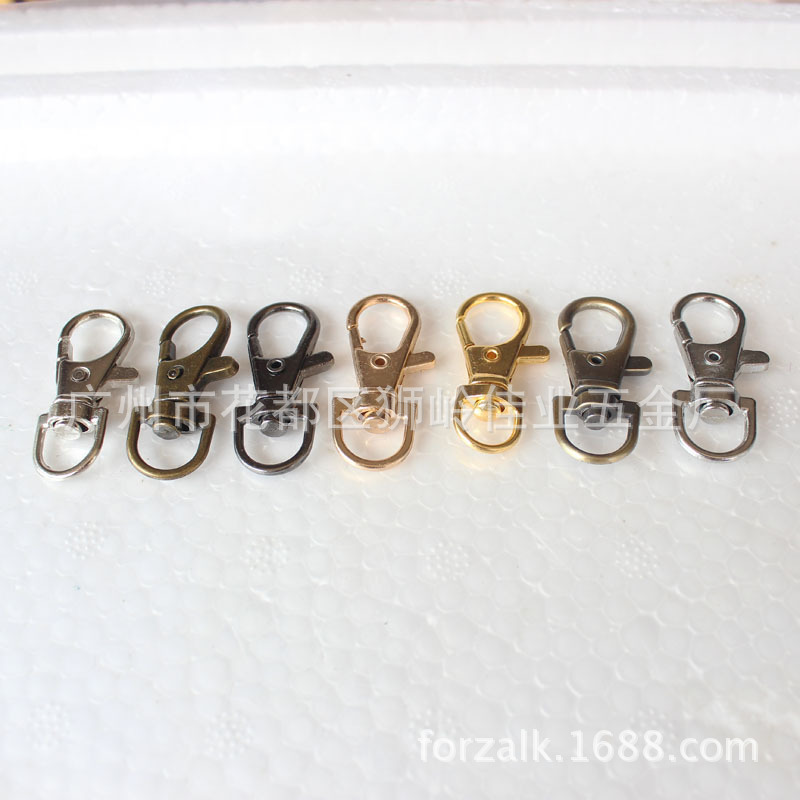 Zinc Alloy Buckle Guangzhou Electroplating 3 Points round Tail Metal Fish Mouth Buckle Hardware Die Casting Snap Hook