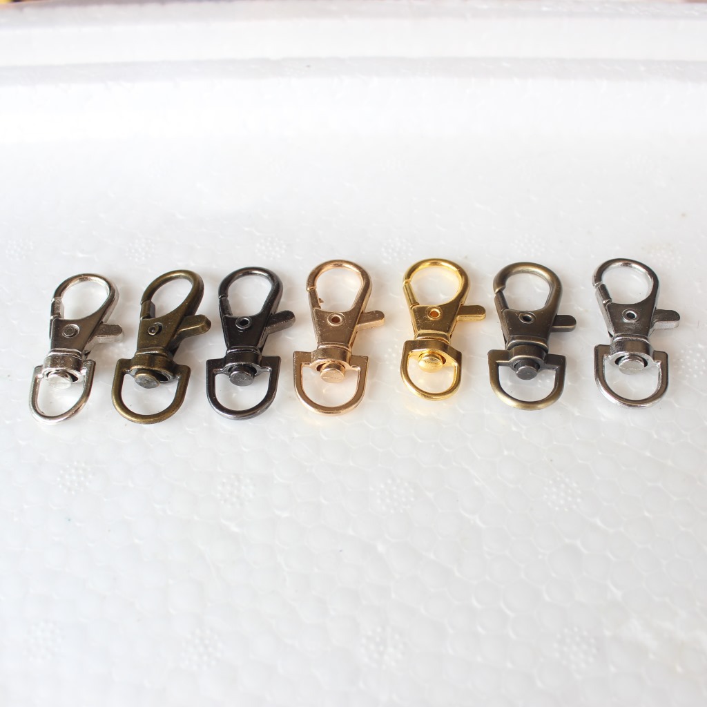 Zinc Alloy Buckle Guangzhou Electroplating 3 Points round Tail Metal Fish Mouth Buckle Hardware Die Casting Snap Hook