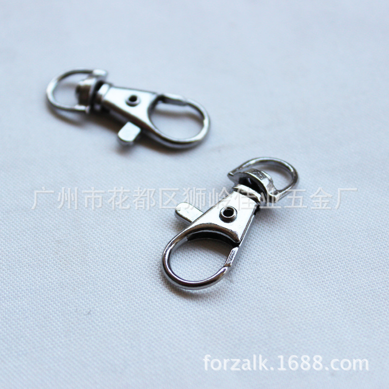 Zinc Alloy Buckle Guangzhou Electroplating 3 Points round Tail Metal Fish Mouth Buckle Hardware Die Casting Snap Hook