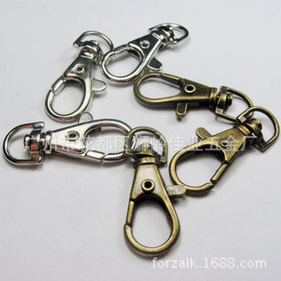 Zinc Alloy Buckle Guangzhou Electroplating 3 Points round Tail Metal Fish Mouth Buckle Hardware Die Casting Snap Hook
