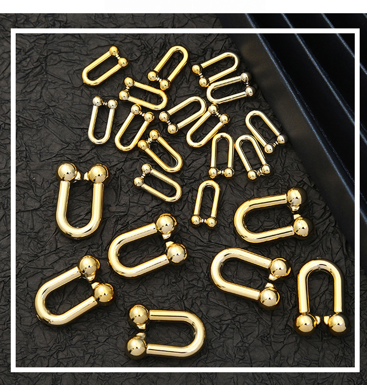 Open Chain Acrylic Chain U-Shaped Connecting Shackle Bamboo Joint Chain Buckle Earrings Ring Buckle Uvkc Electroplating Wholesale