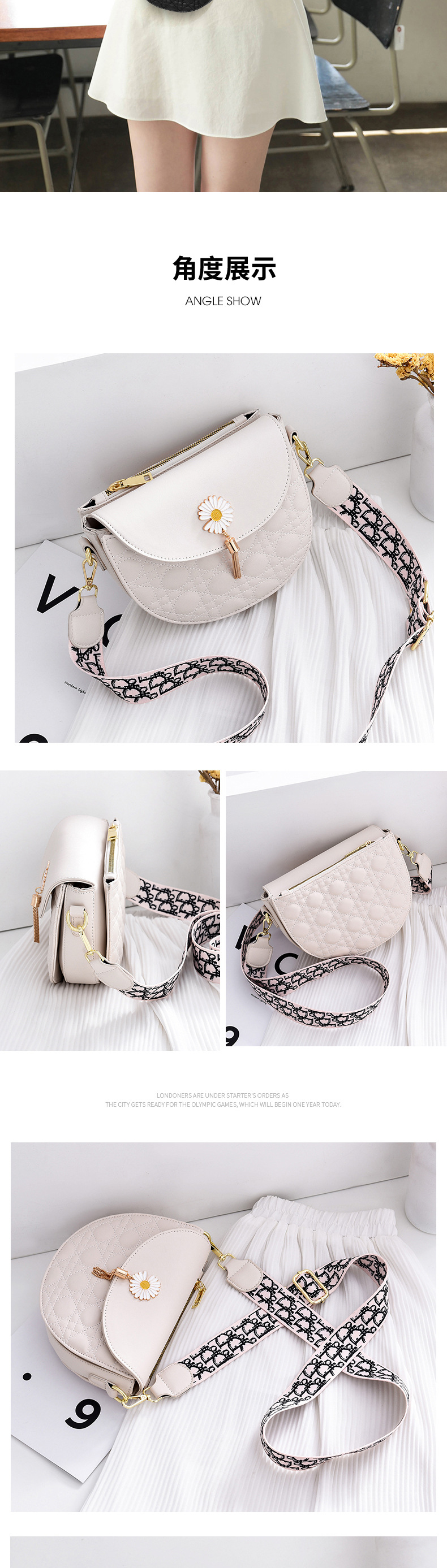 Tiktok White All-Matching Fashionable Elegant Women's Messenger Bag PU Leather Solid Color Hardware Magnetic Buckle Shoulder Bag Women's Tiktok White All-Matching Fashionable Elegant Women's Messenger Bag PU Leather Solid Color Hardware Magnetic Buckle Shoulder Bag Women's