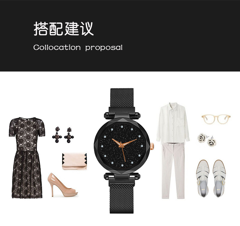Factory Direct Sales One Piece Dropshipping Cross-Border Hot Internet Celebrity Hot Selling Same Starry Sky Diamond-Embedded Lazy Magnetic Buckle Women's Watch