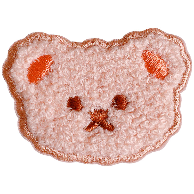 Yilan Original Plush Bear Embroidery Stickers Cute Girl Heart Self-Paste DIY Journal Decorative Stickers Ins Style Cloth Sticker
