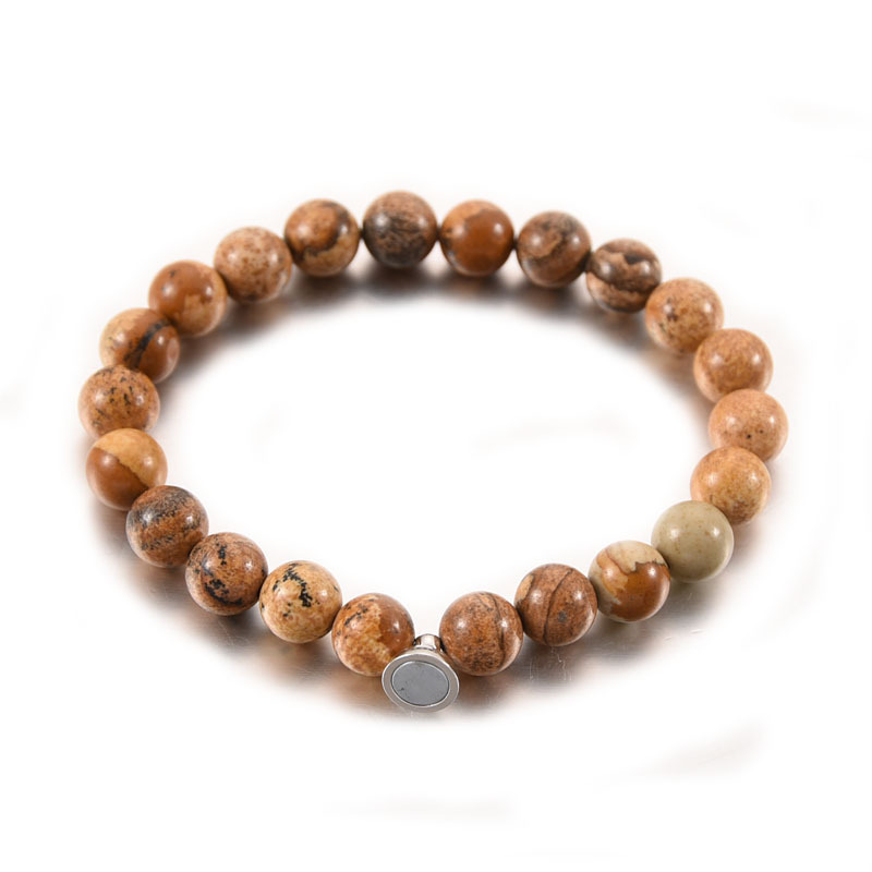 2021 Cross-Border Hot 8mm Stone Beads Bracelet Attractive Magnetic Buckle Couple Bracelet Lucky Beaded Bracelet