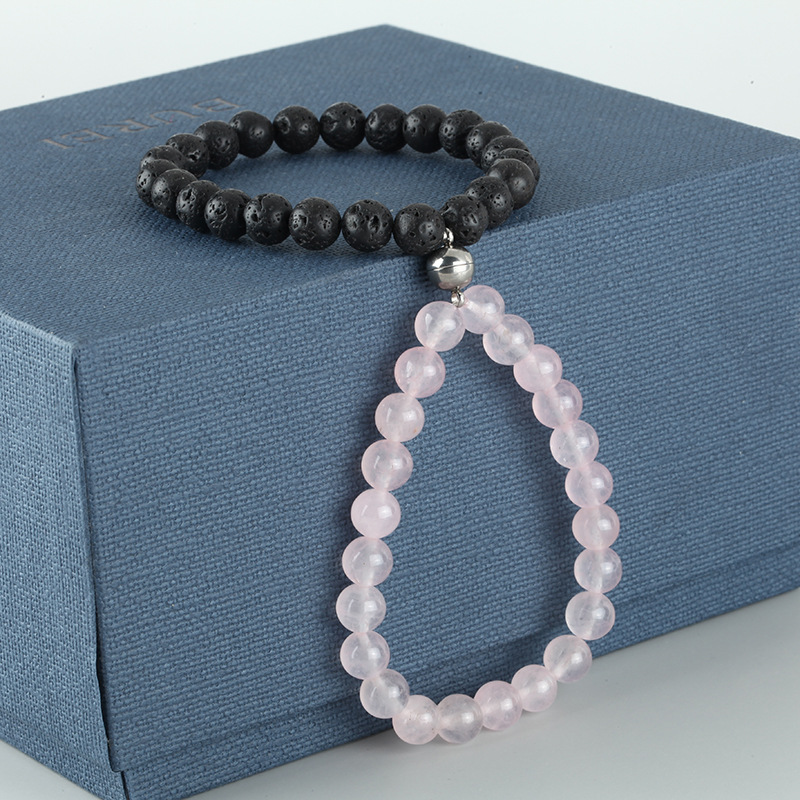 2021 Cross-Border Hot 8mm Stone Beads Bracelet Attractive Magnetic Buckle Couple Bracelet Lucky Beaded Bracelet 2021 Cross-Border Hot 8mm Stone Beads Bracelet Attractive Magnetic Buckle Couple Bracelet Lucky Beaded Bracelet