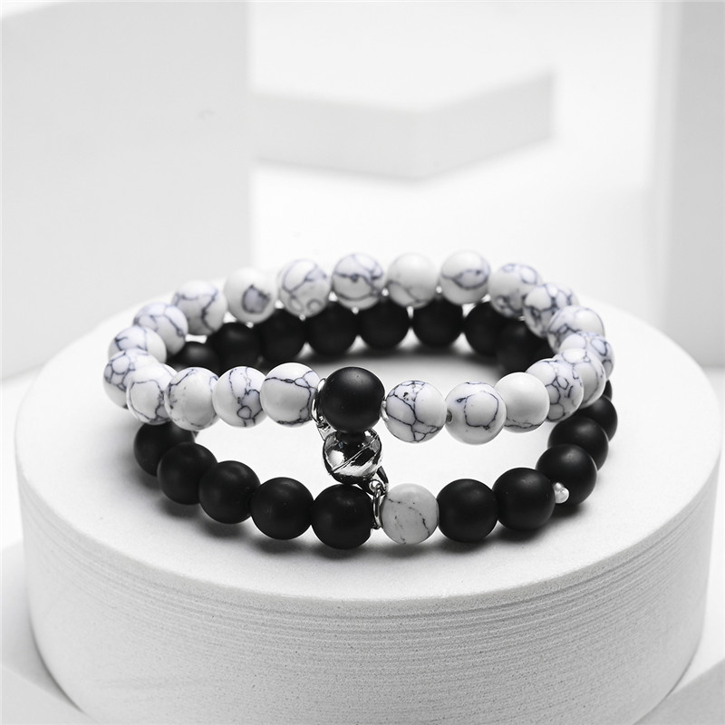 2021 Cross-Border Hot 8mm Stone Beads Bracelet Attractive Magnetic Buckle Couple Bracelet Lucky Beaded Bracelet 2021 Cross-Border Hot 8mm Stone Beads Bracelet Attractive Magnetic Buckle Couple Bracelet Lucky Beaded Bracelet