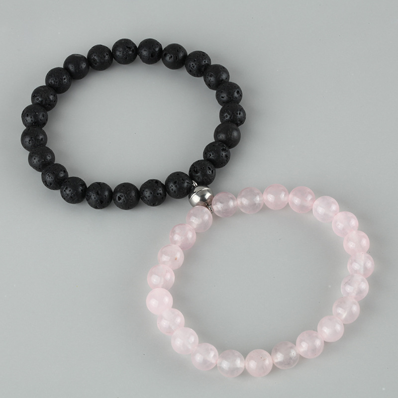 2021 Cross-Border Hot 8mm Stone Beads Bracelet Attractive Magnetic Buckle Couple Bracelet Lucky Beaded Bracelet 2021 Cross-Border Hot 8mm Stone Beads Bracelet Attractive Magnetic Buckle Couple Bracelet Lucky Beaded Bracelet