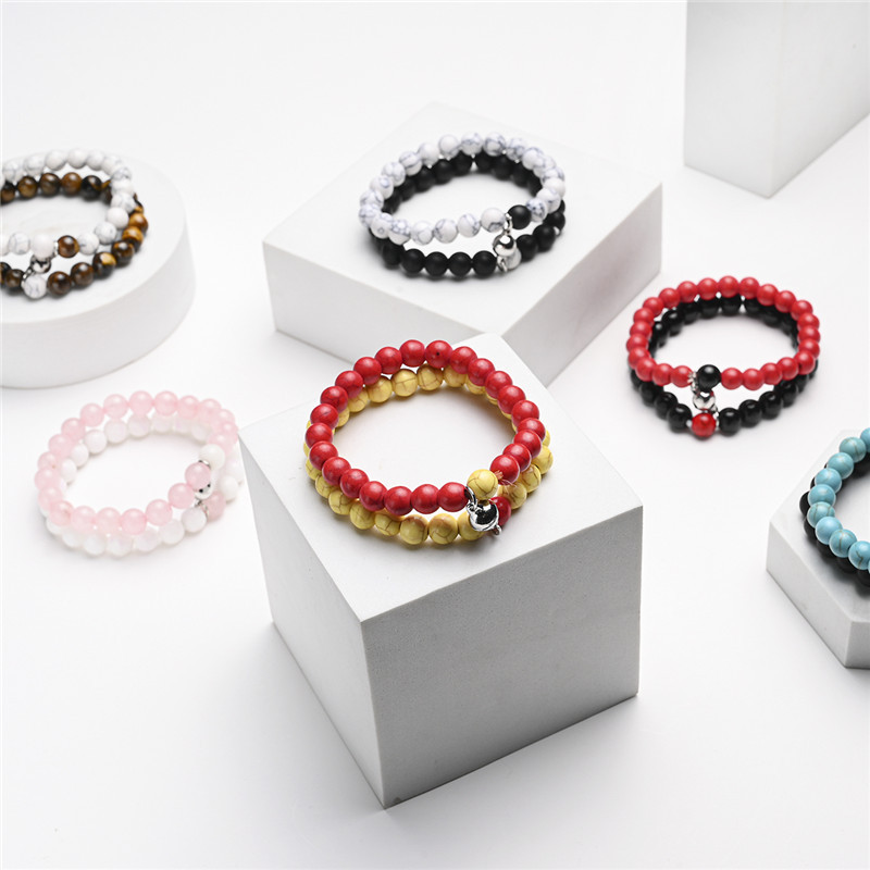 2021 Cross-Border Hot 8mm Stone Beads Bracelet Attractive Magnetic Buckle Couple Bracelet Lucky Beaded Bracelet 2021 Cross-Border Hot 8mm Stone Beads Bracelet Attractive Magnetic Buckle Couple Bracelet Lucky Beaded Bracelet