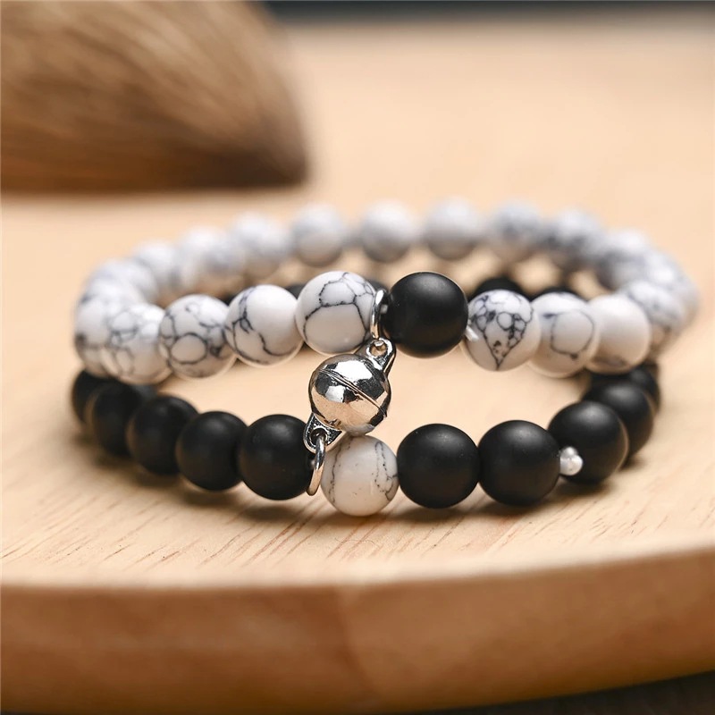2021 Cross-Border Hot 8mm Stone Beads Bracelet Attractive Magnetic Buckle Couple Bracelet Lucky Beaded Bracelet 2021 Cross-Border Hot 8mm Stone Beads Bracelet Attractive Magnetic Buckle Couple Bracelet Lucky Beaded Bracelet